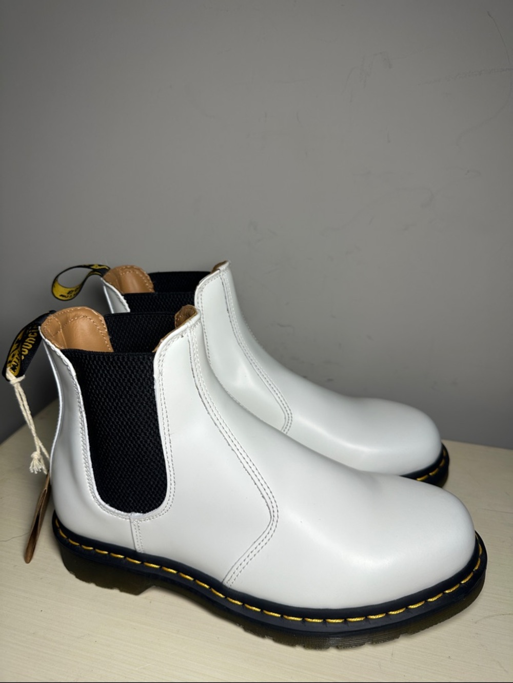 Dr. Martens New White Leather Chelsea slip on Boots